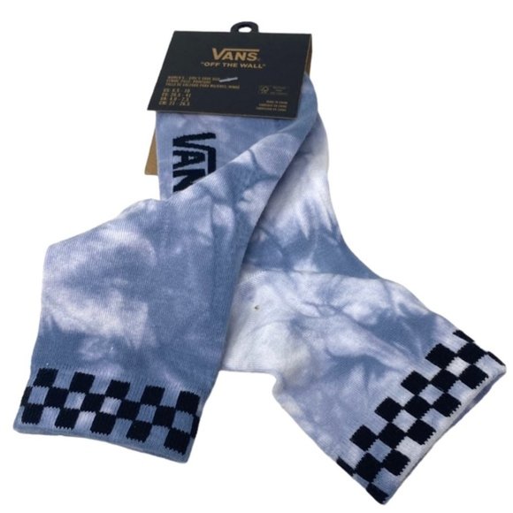 VANS Peek-A-Check Crew Sock 1 Pair Women's Size White Blue Logo VN0006Z1BD2 - Picture 1 of 5